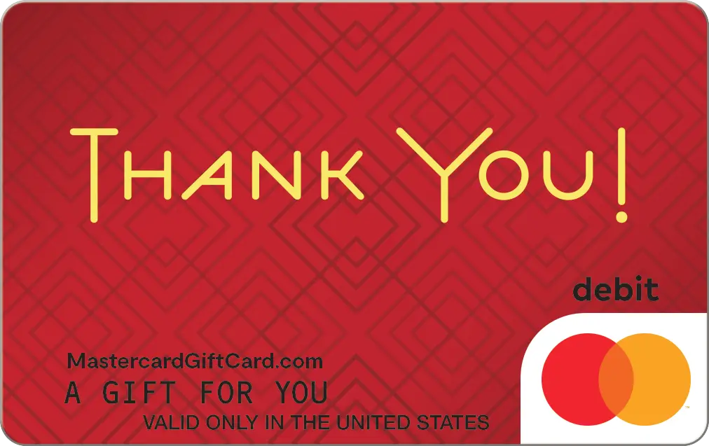 Featured Card 4 - A red diamond's gift card with the words "Thank You" on it